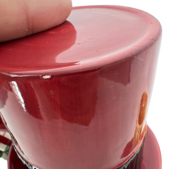 Fitz And Floyd Snack Therapy Snowman Teapot Cup Set Vintage Red Black with Box - Picture 8 of 14